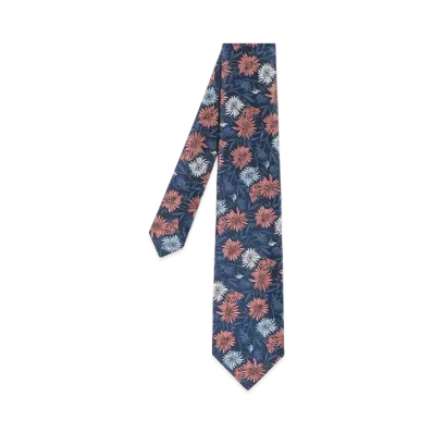 Paul Smith Jacquard Flower Tie "DarkBlue"