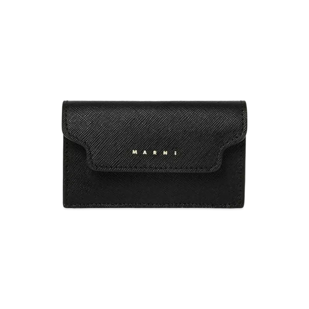 Marni Business Card Holder in Saffiano Calfskin "Black"