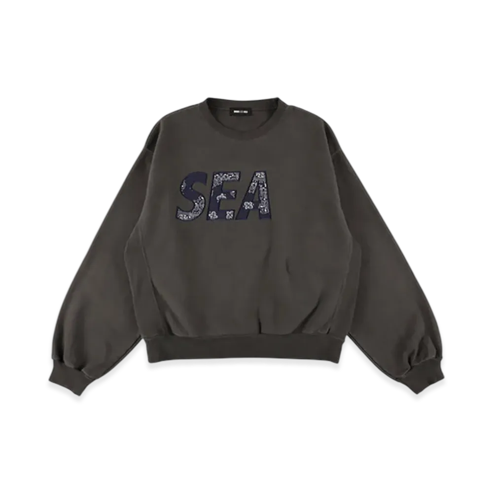 WIND AND SEA Bandana Patchworked Sea Crewneck Sweatshirt "Charcoal"