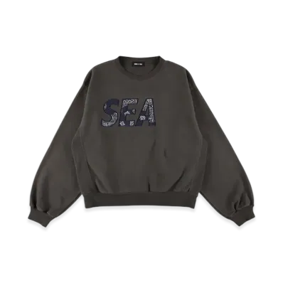 WIND AND SEA Bandana Patchworked Sea Crewneck Sweatshirt "Charcoal"