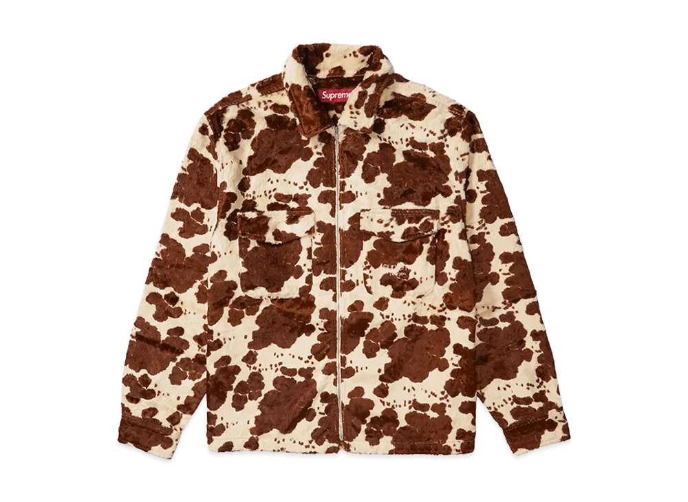 Supreme Faux Fur Zip Up Shirt "Cow"