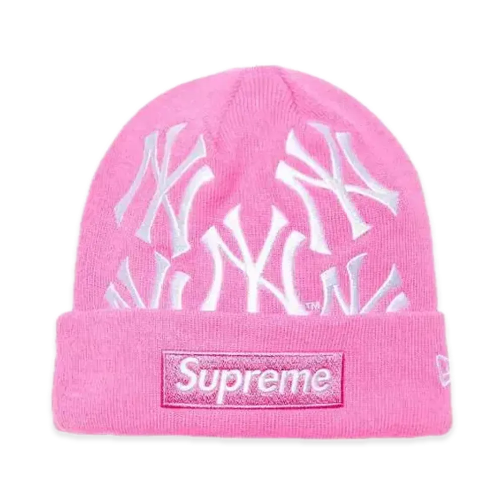Supreme x New York Yankees x New Era Box Logo Beanie "Pink"