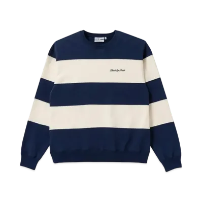 BlackEyePatch ROYAL SCRIPT BORDERED CREW SWEAT "Navy/Off White"