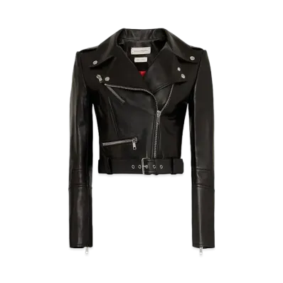 Alexander McQUEEN Cropped Biker Jacket "Black"