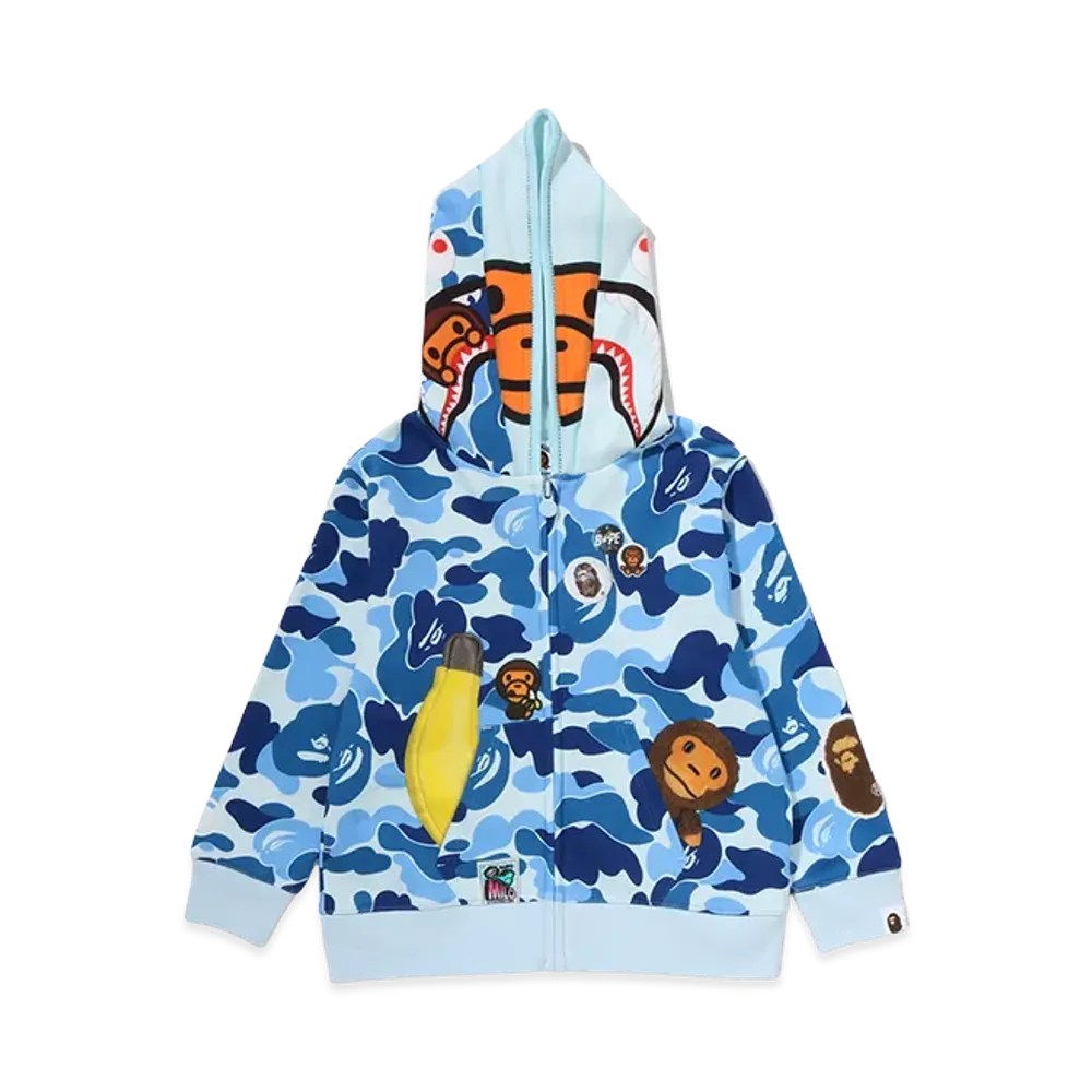 A BATHING APE Women's ABC Camo Trompe L'Oeil Zip Hoodie "Blue"