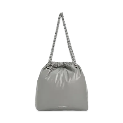 CHARLES & KEITH Kaia Chain Handle Tote Bag "Grey"