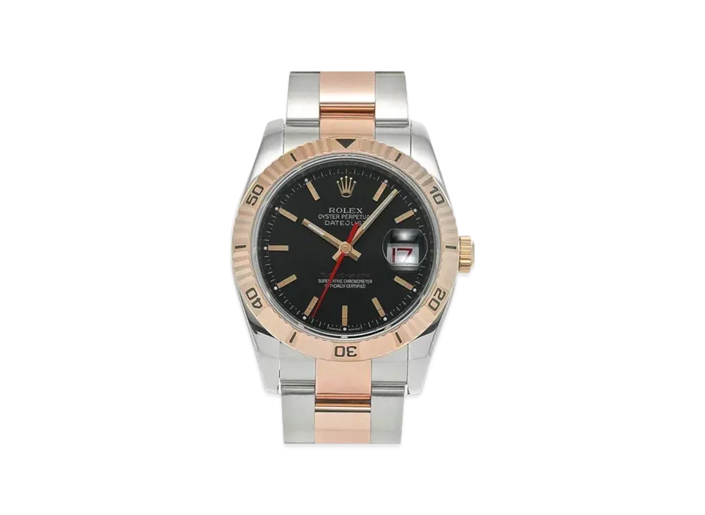 ロレックス デイトジャスト ターノグラフ "ブラック/ステンレススチール/エバーローズゴールド" 116261