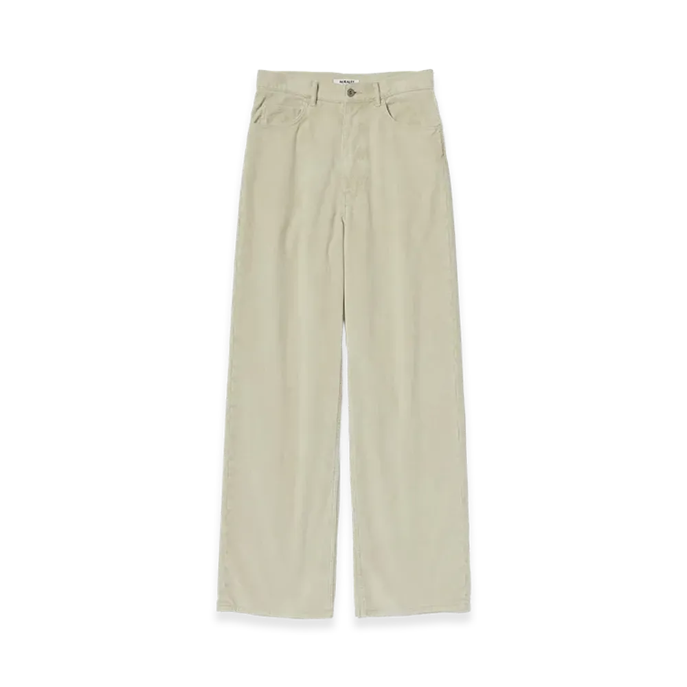 AURALEE Women's Garment-Dyed Finx Corduroy 5P Wide Pants "White Khaki"