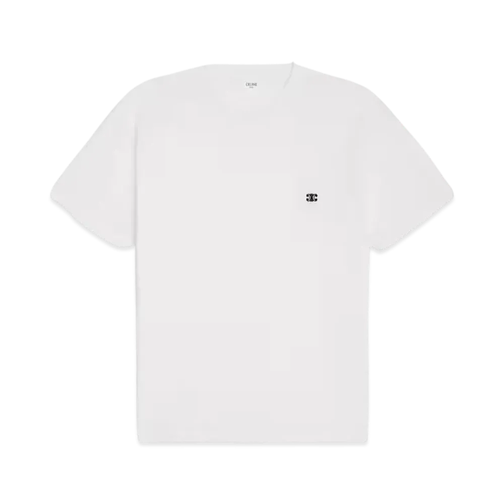 CELINE Men's Triomphe Loose T-Shirt in Cotton Jersey "Off White/Black"