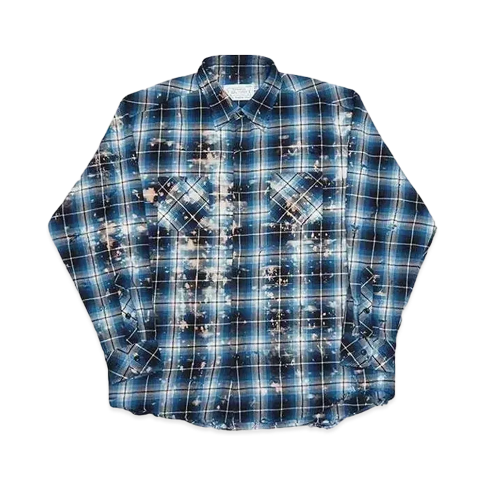 Rafu Bleached & Damaged Shirt "BLUE"