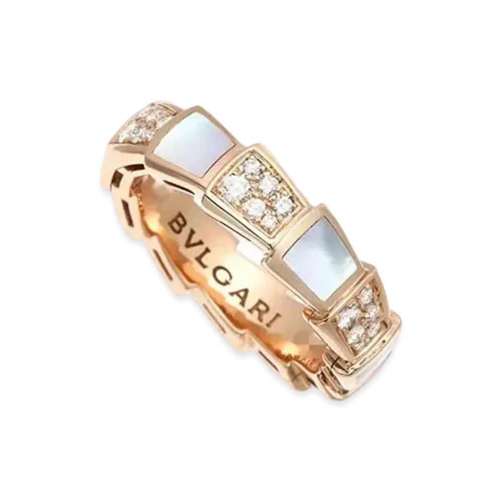 BVLGARI Serpenti Viper Ring Pave Diamond "Pink Gold"