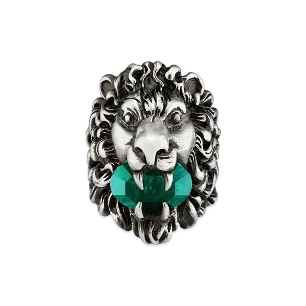 GUCCI Lion Head Ring "Silver"