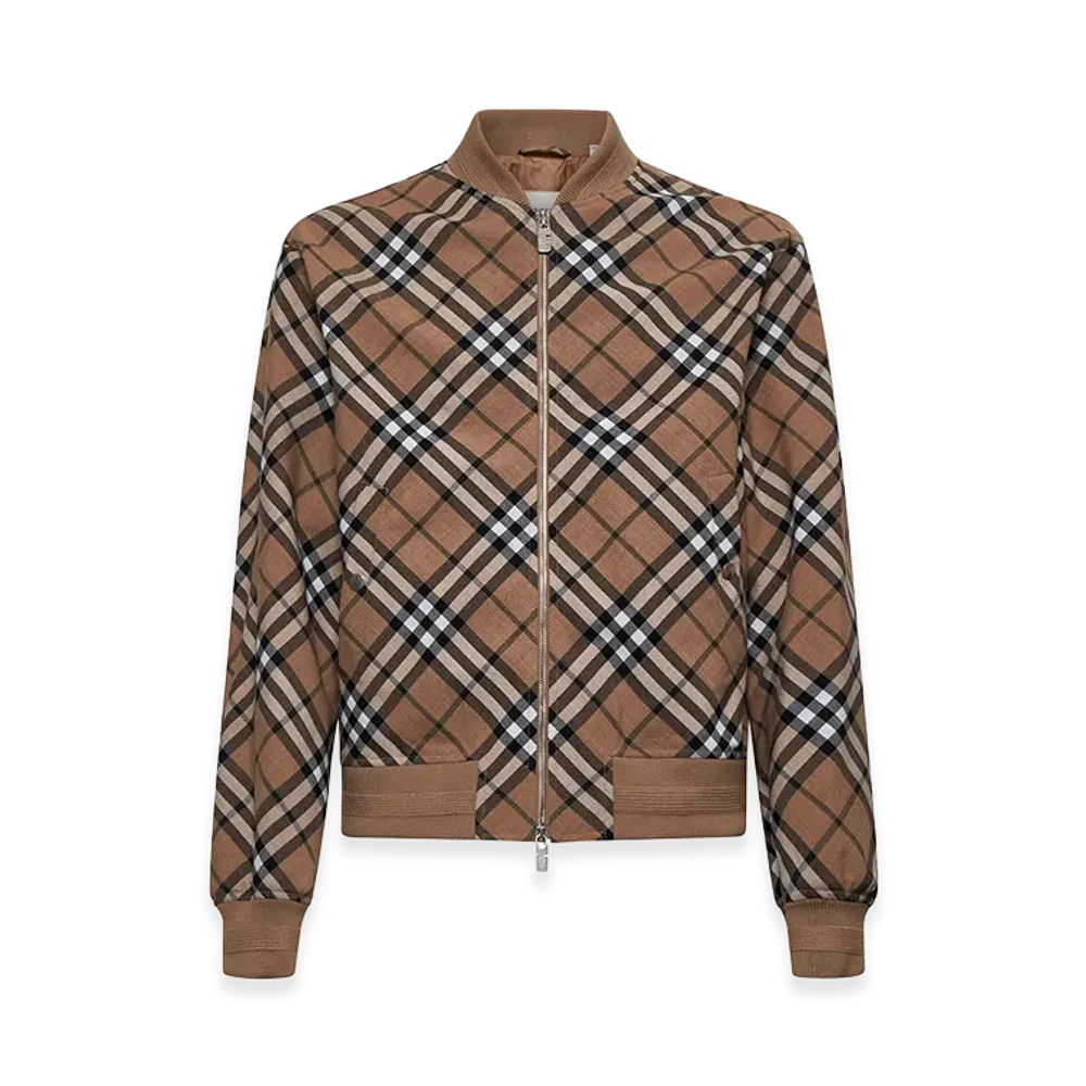 Burberry Embroidered Polyester Blend Bomber Jacket "Checked"