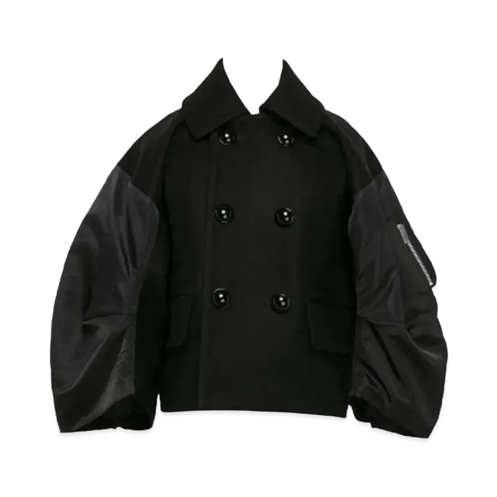 sacai Wool Melton x Nylon Twill Jacket "Black"