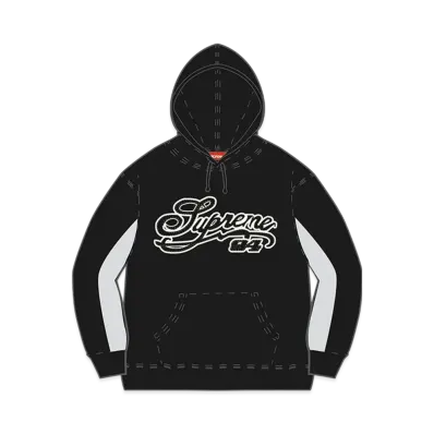 Supreme Paneled Script Hooded Sweatshirt "Black"