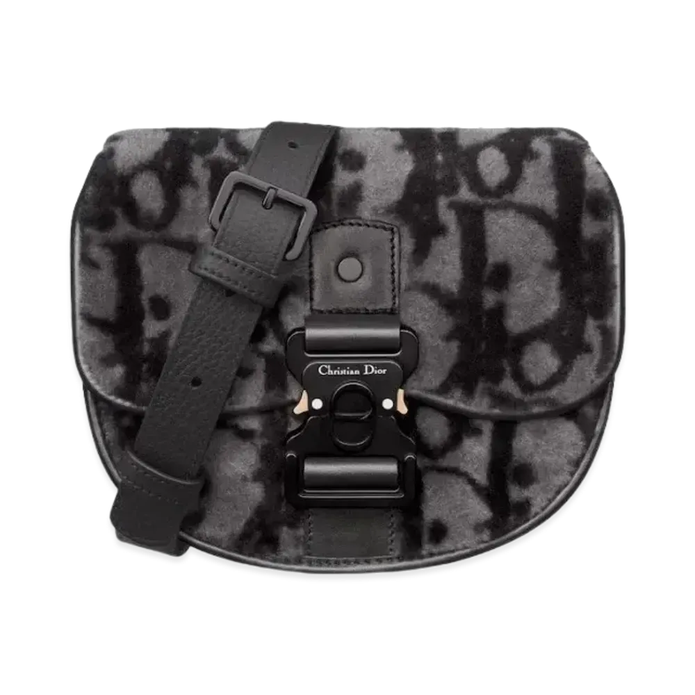 Dior Gallop Mini Messenger Dior Oblique Motif Shearling "Grey"