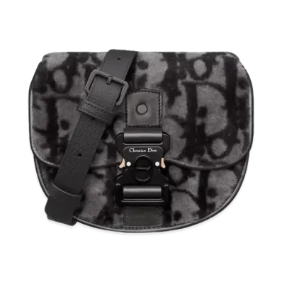Dior Gallop Mini Messenger Dior Oblique Motif Shearling "Grey"