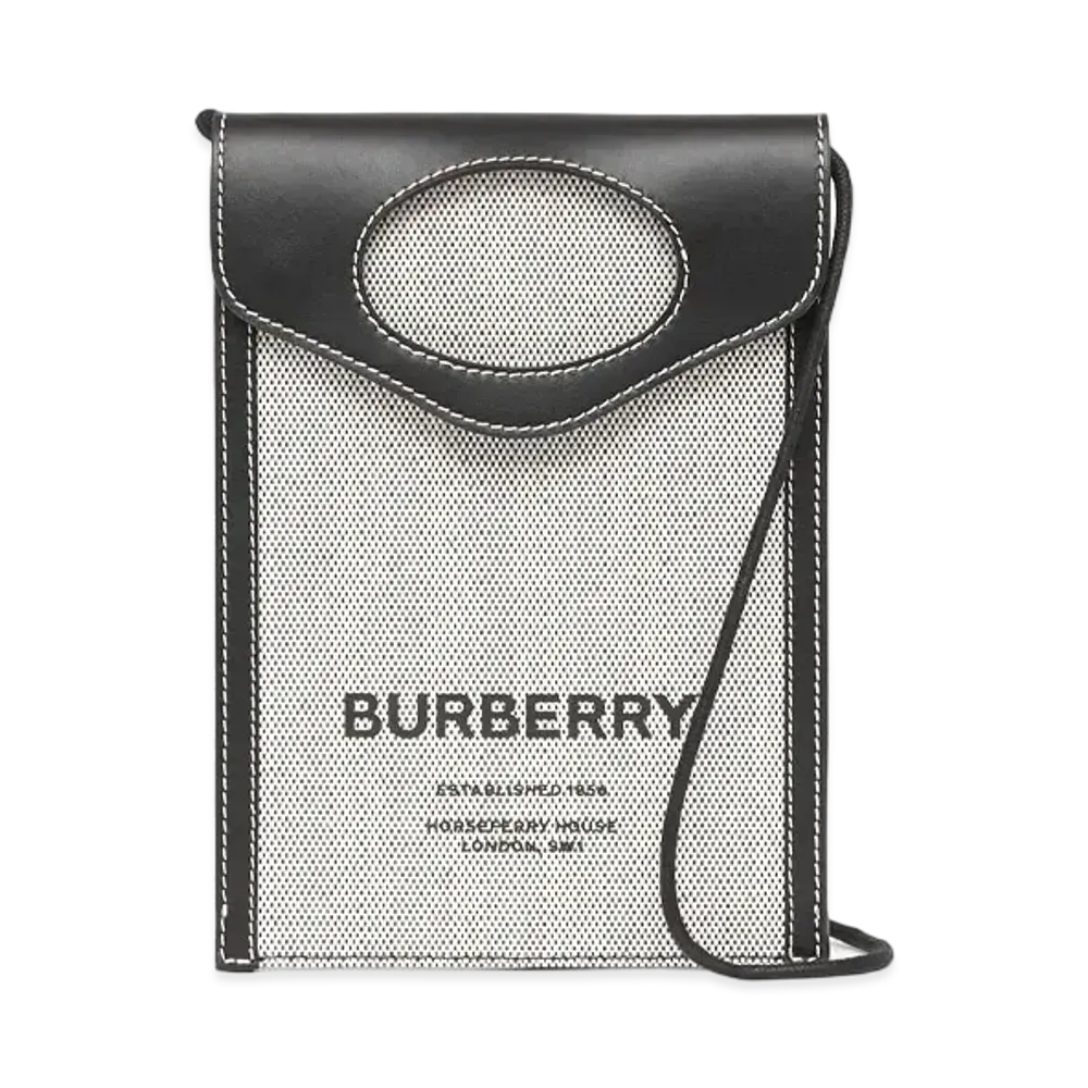 Burberry Two-tone Canvas and Leather Pocket Phone Case "Black"