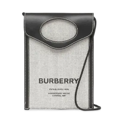 Burberry Two-tone Canvas and Leather Pocket Phone Case "Black"