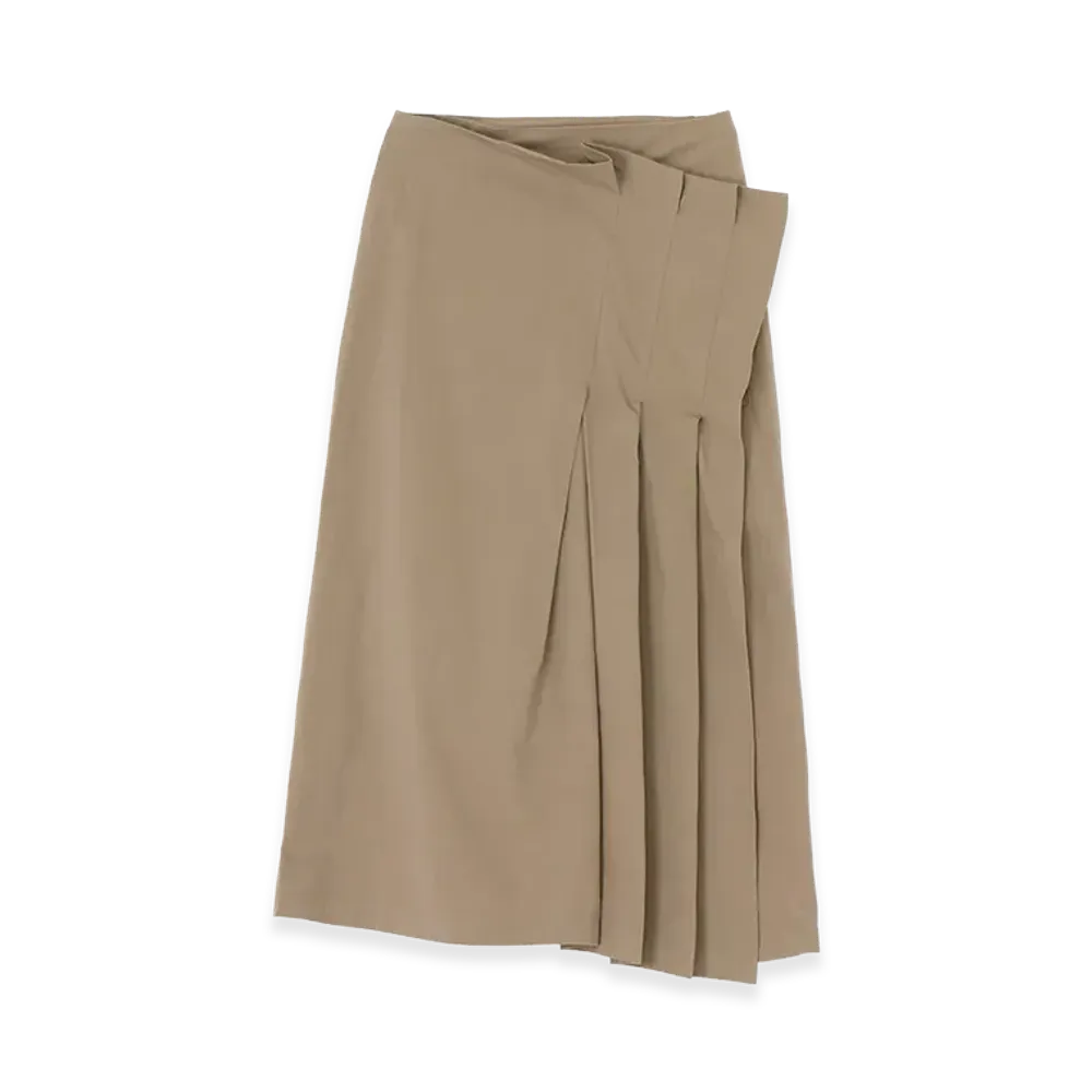 Y's Women's H-Pleated Wrap Skirt "Beige/Tan"