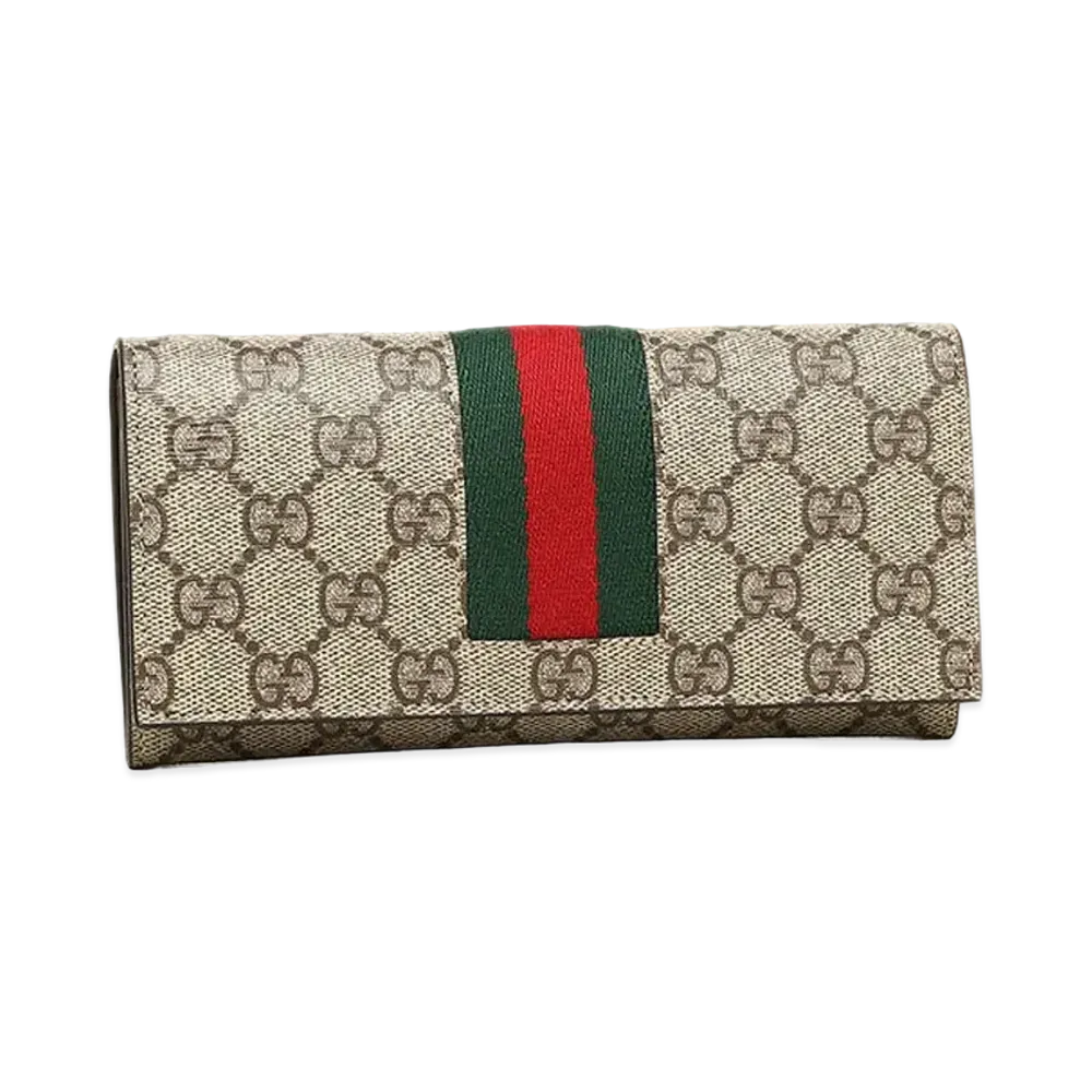 GUCCI GG Supreme Flap Long Wallet "Beige"