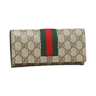 GUCCI GG Supreme Flap Long Wallet "Beige"