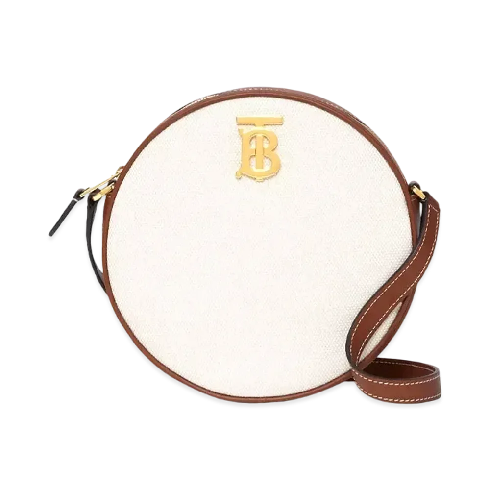 Burberry Monogram Motif Canvas & Leather Louise Bag "Ecru/Tan"