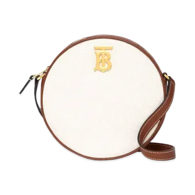 Burberry Monogram Motif Canvas & Leather Louise Bag "Ecru/Tan"