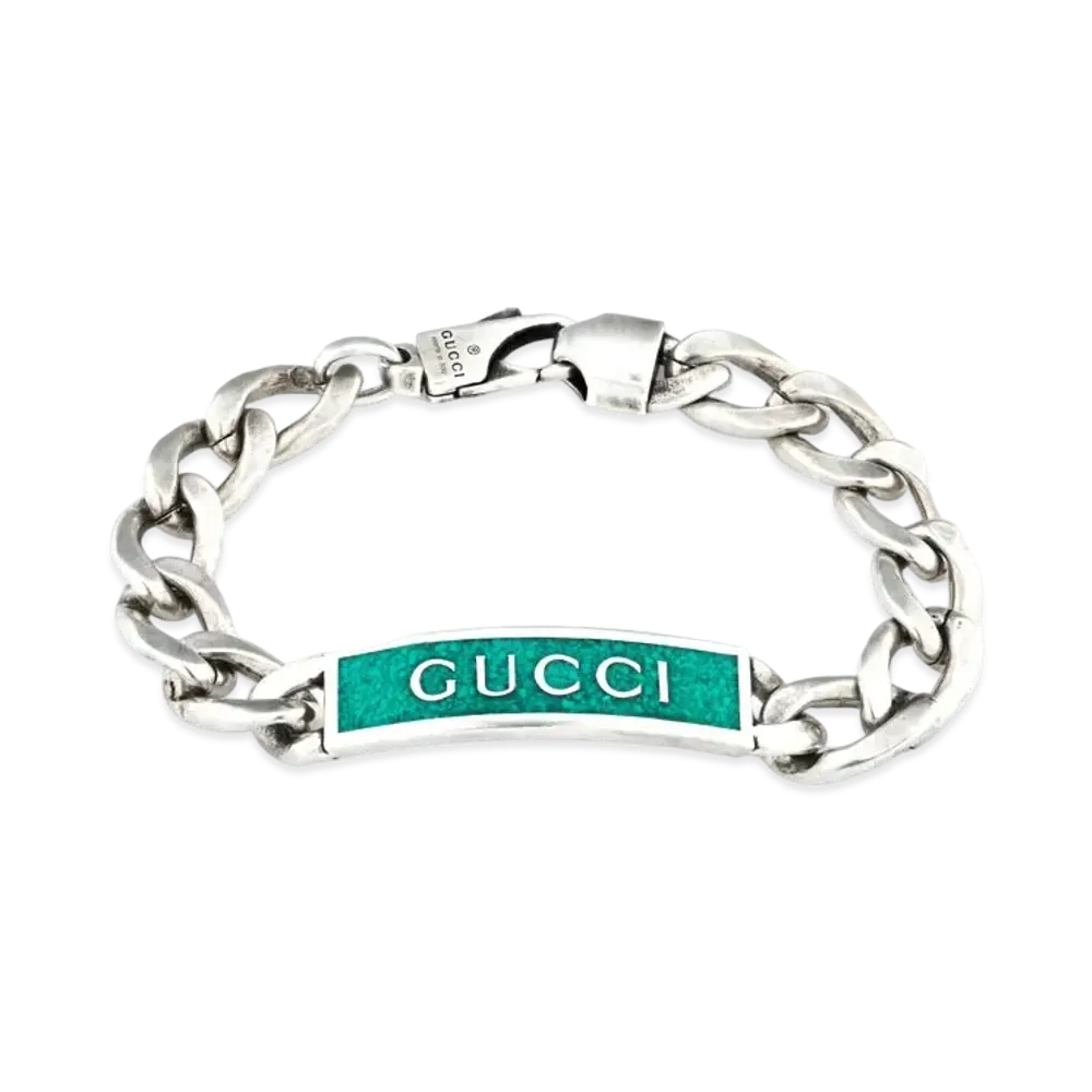 GUCCI Enamel Bracelet With Gucci Logo "Turquoise"