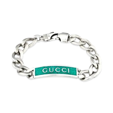 GUCCI Enamel Bracelet With Gucci Logo "Turquoise"