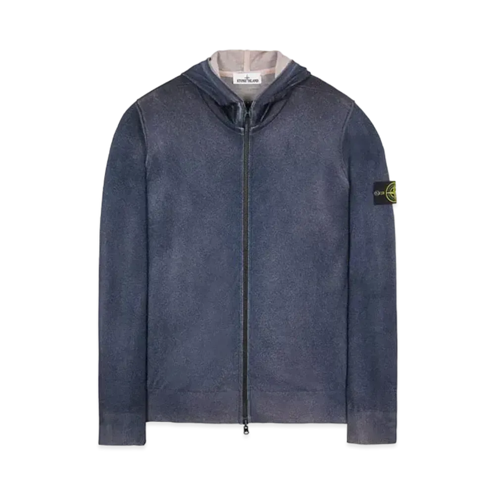 Stone Island 572A8 PURE WOOL_FAST DYE + HAND MADE AIRBRUSH + LASER PRINT: REVERSIBLE "Blue"