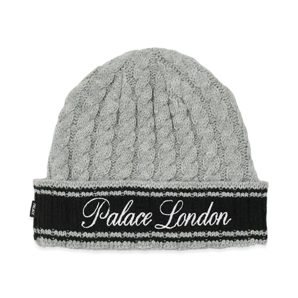 PALACE LONDON CABLE KNIT BEANIE "Grey"