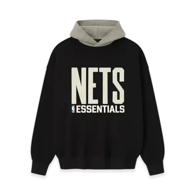 FEAR OF GOD ESSENTIALS Nets Sport Hoodie "Black/Warm Heather"