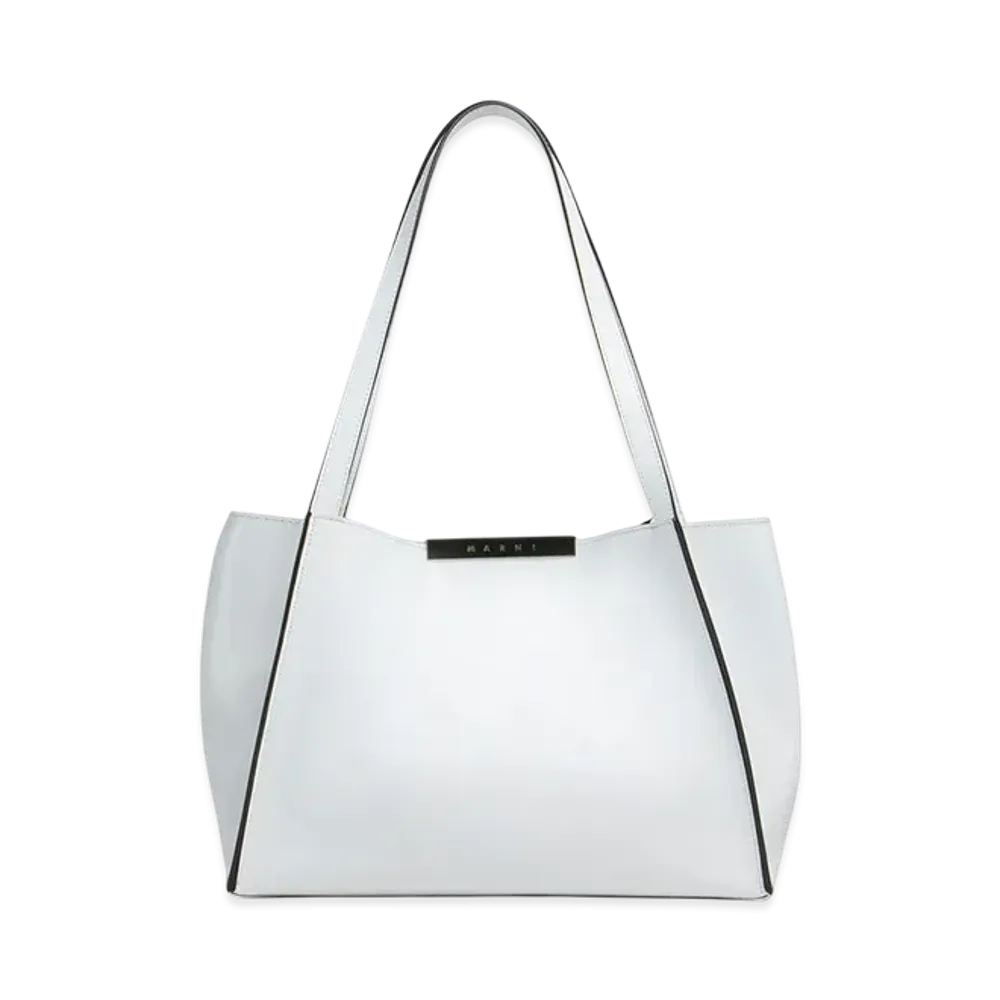MARNI Cresta E/W Small Tote Bag in Leather "Ivory"