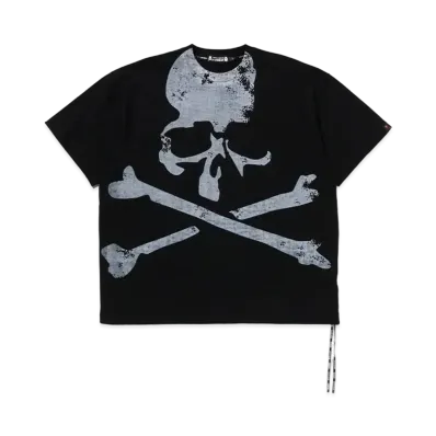 A BATHING APE x mastermind JAPAN Skull Over Print Relaxed Fit Tee "Black/White"