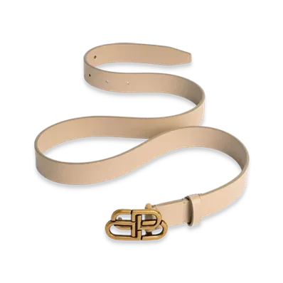BALENCIAGA BB Slim Belt "Cream"