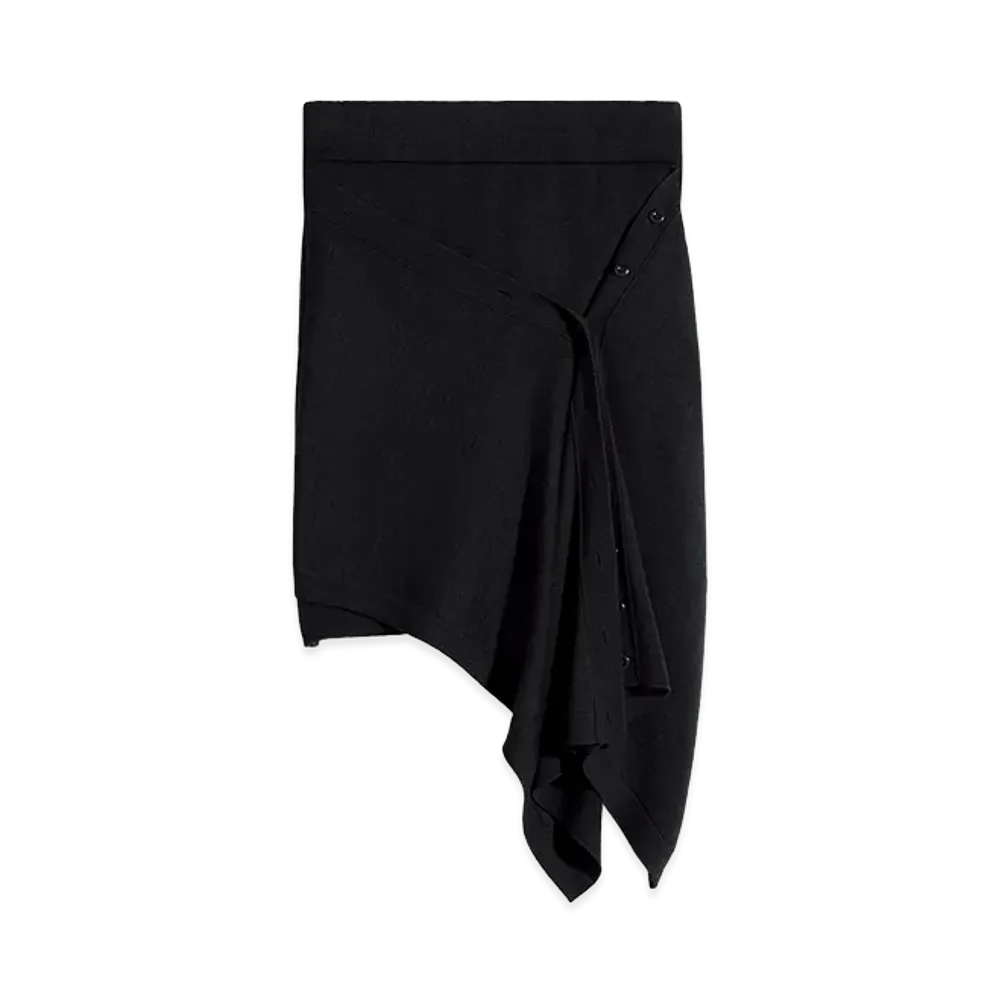 LEMAIRE Women's Merino Blend Buttoned Skirt "Black"