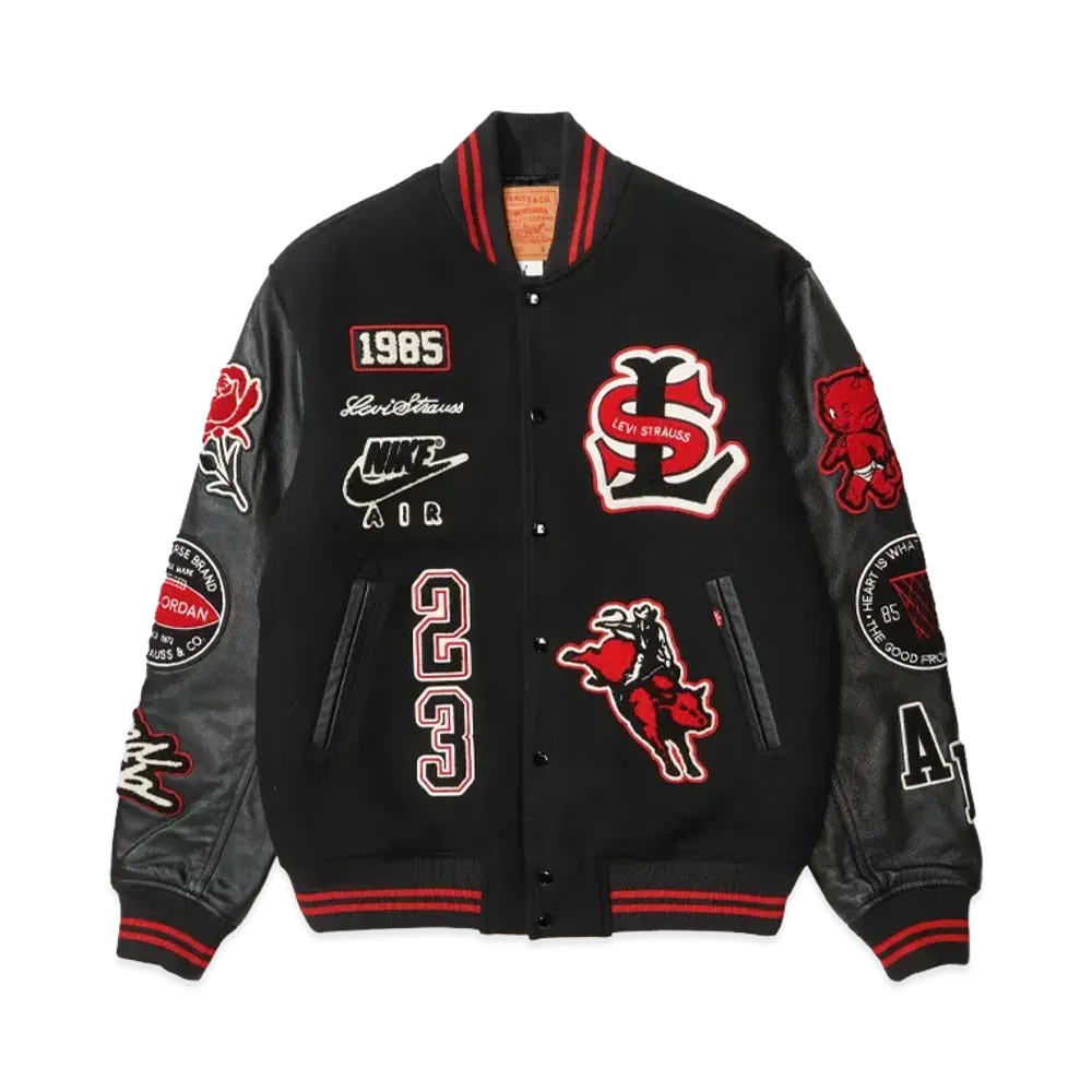 Nike Jordan x Levi's Varsity Jacket "Black/Red" (US Size) IM6739-010