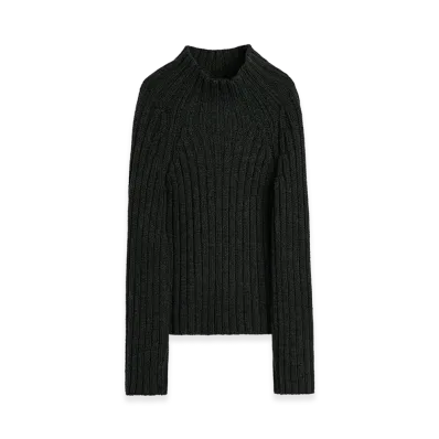 OUR LEGACY Women's Block Funnel "Charcoal Dry Merino Wool"