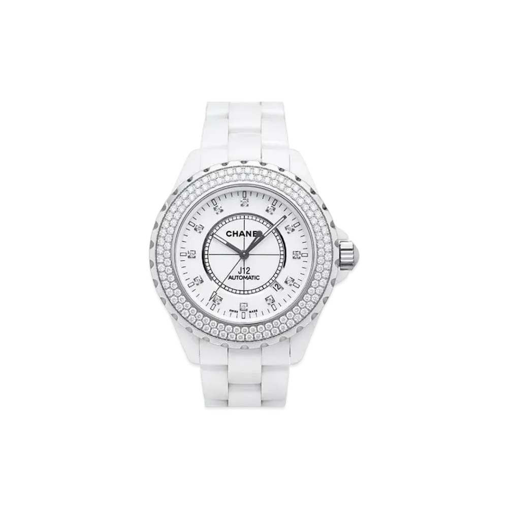 CHANEL J12 Ceramic 42mm 12P/Bezel Diamonds "White"