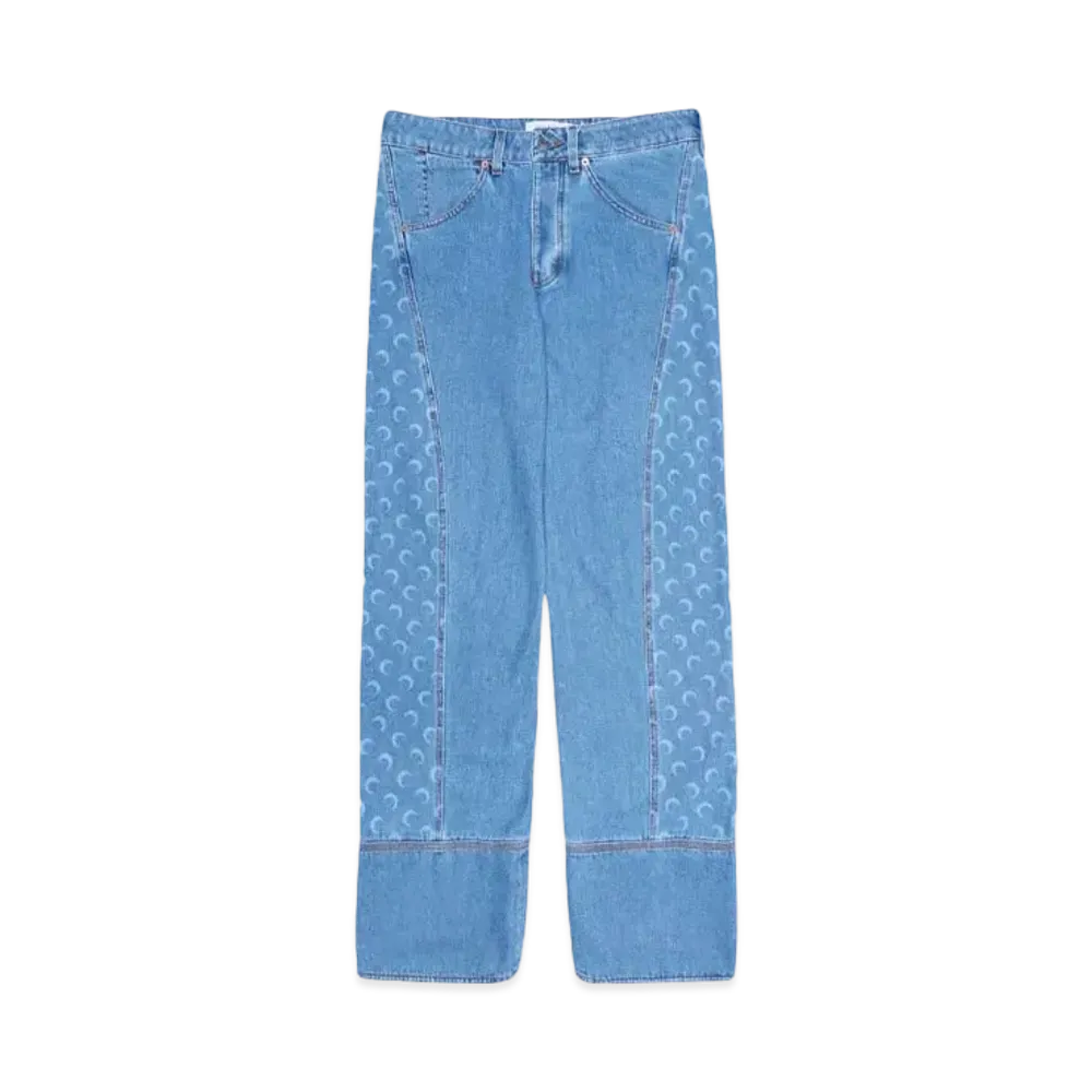 Marine serre MOON LASER DENIM CURVED JEANS "LIGHT BLUE"