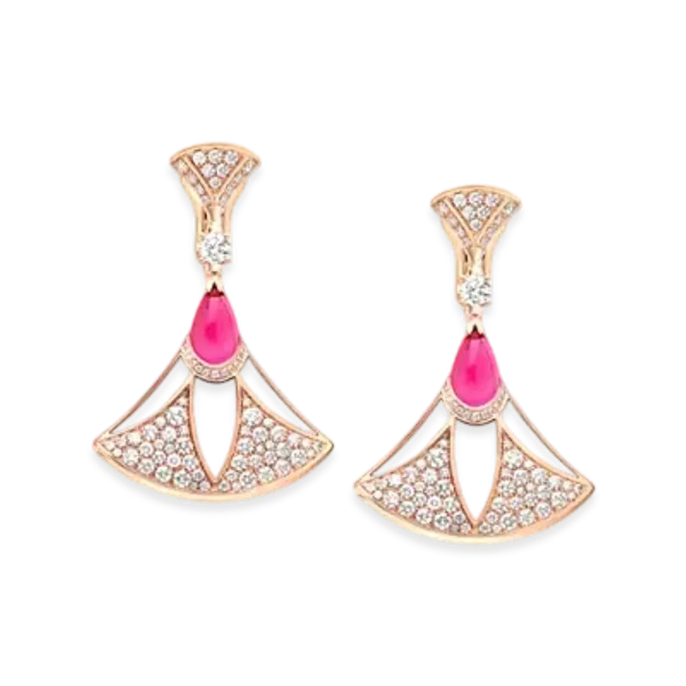 BVLGARI Divas' Dream Earrings With Diamonds and Mother of Pearl "Pink Gold"