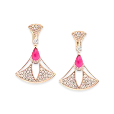 BVLGARI Divas' Dream Earrings With Diamonds and Mother of Pearl "Pink Gold"
