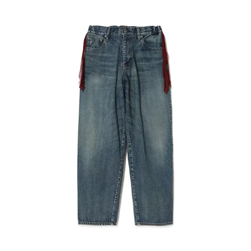 UNDERCOVER Wide Denim Pants With Fringes "Light Blue Indigo"