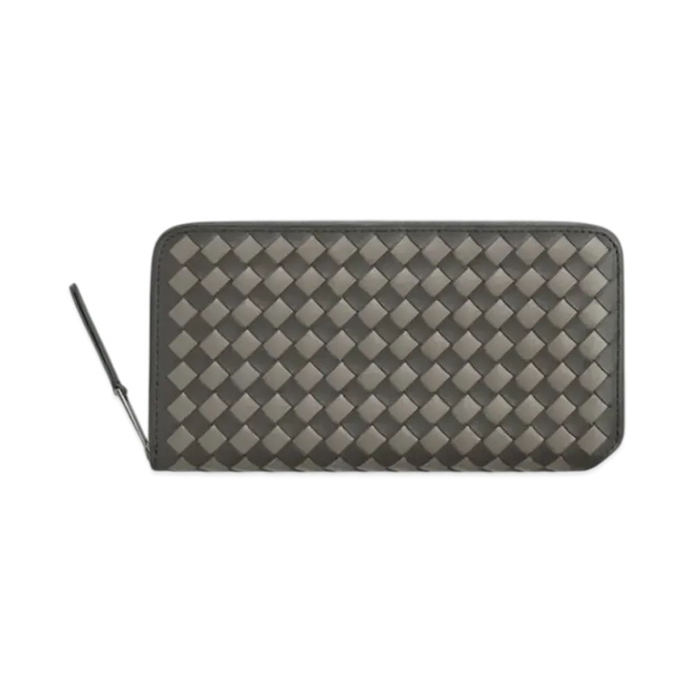 Bottega Veneta Intrecciato Piccolo Zip Around Wallet "Lapilli/Drizzle"