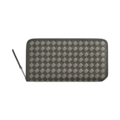Bottega Veneta Intrecciato Piccolo Zip Around Wallet "Lapilli/Drizzle"