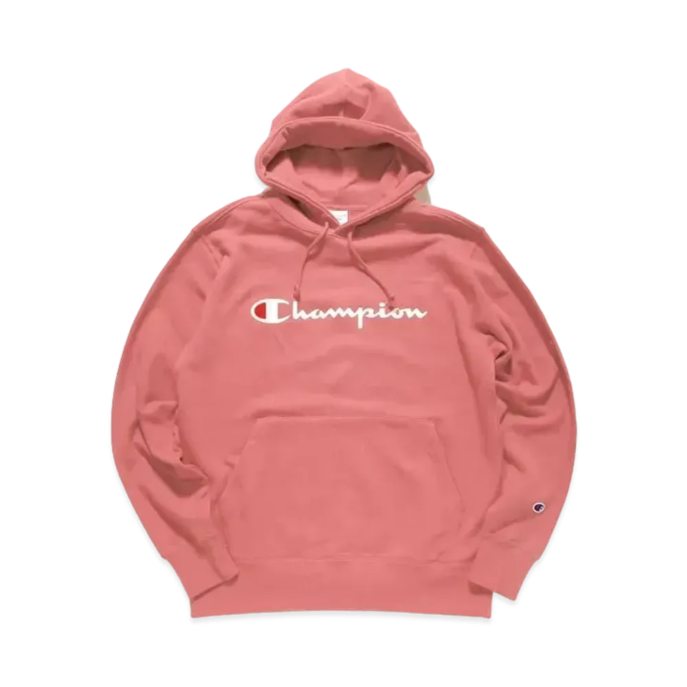 Champion Script Logo Print Hooded Sweatshirt "Pink"