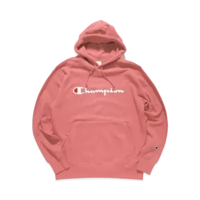 Champion Script Logo Print Hooded Sweatshirt "Pink"