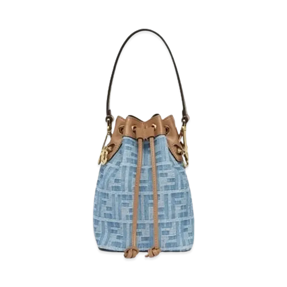 FENDI Mon Tresor FF Denim Fabric Mini Bag "Light Blue"