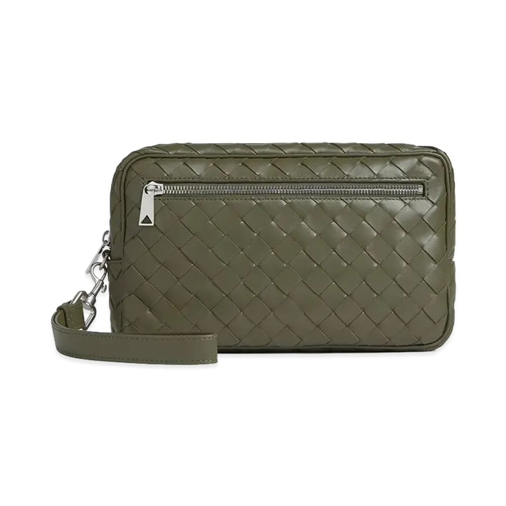 Bottega Veneta Intrecciato Wristlet Pouch "Crocodile"